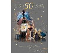 Cherry Orchard 50th Birthday Card Fine Wine Design with Gold Foil Detailing from the Grayson Range