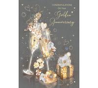Cherry Orchard 50th Wedding Anniversary Card, Golden Wedding Anniversary, from The Grace Range, Complete with Gold Envelope