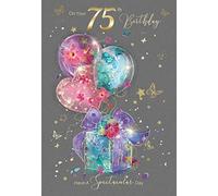 Cherry Orchard 75th Birthday Card from the Grace Range complete with Gold Envelope and Gold Foil Detailing, Grey