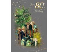 80th Birthday Botanical Artistic Image Bright Design with Gold Foil Detailing and Gold Envelope fro The Grayson Range