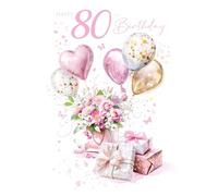 Cherry Orchard 80th Birthday Card for her, Luxury Milestone Birthday card From, Finished with a Beautiful pink foil Border