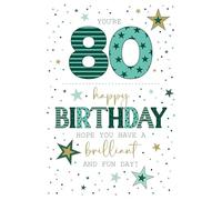 Cherry Orchard 80th Birthday Card Stars & Dots - Gold Foil & Embossed Finish