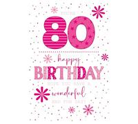 Cherry Orchard 80th Birthday Flowers, Stars & Dots - Gold Foil & Embossed Finish