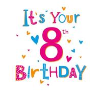 Cherry Orchard 8th Birthday Card, Colourful Embossed Design with Foil Details, Happy Birthday Inside Message