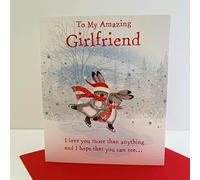 Cherry Orchard Amazing Girlfriend Christmas Card - Rabbit Couple