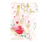 Cherry Orchard - Anniversary Card- Elegant Floral Champagne Anniversary Card for Special Couple- Luxurious Gold Foil Details - Sentimental Verse - Comes with Envelope