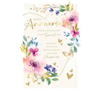 Cherry Orchard Anniversary Card - Happy Anniversary Wishes -Elegant Floral Heart Design with Gold Accents - Luxury Insert - Complete with Envelope