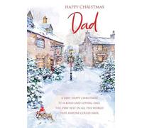 Cherry Orchard Artistic Christmas Greeting Card - Kind and Loving Dad - Snowy Festive Village Scene