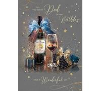 Cherry Orchard Artistic Dad Happy Birthday Greeting Card - From The Grayson Range - Special Dad - Gold Foil Flitter Finish