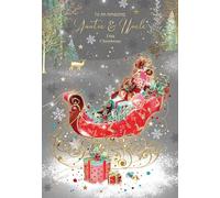 Cherry Orchard 'Auntie and Uncle' Christmas Card, Artistic Sleigh design with Gold foil details from the Gorgeous Grace range. Comes complete with gold envelope.