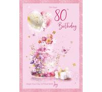 Cherry Orchard, Beautiful Ladies 80th Birthday Card, finished with Exquisite foil border, complete with envelope