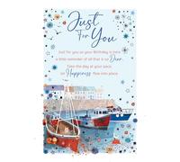 Cherry Orchard| Birthday Card for Men | Birthday Card for Him | Coastal Harbour Boat Design| 143 x 210 mm | Verse Inside | Complete with Envelope
