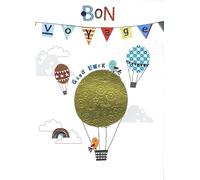 Cherry Orchard Bon Voyage Greeting Card, Hot Air Balloon Theme, Good Luck Travel Design, with Envelope