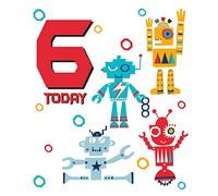 Cherry Orchard Boy Age 6 Today Birthday Card - Robots