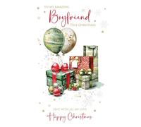 Cherry Orchard | Boyfriend Christmas Card | Christmas card for Boyfriend | Stylish Card with Festive Red & Green Design | Gorgeous Gold Foil Finish