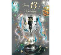 Cherry Orchard Boys 13th Birthday Card (Trophy Design) with Gold Foil detailing and Gold Envelope from