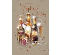 Cherry Orchard | Brilliant Nephew Birthday Card | Stylish Beer Bottle Design | Luxury Insert | Gold Foil & Embossed Finish | Complete with Envelope