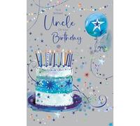 Cherry Orchard | Brilliant Uncle Birthday Card | Birthday card for Uncle | Blue & Gold Birthday Cake & Candles | Gold Foil Finish