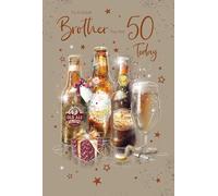 Cherry Orchard | Brother 50th Birthday Card | 50th Birthday card for Brother | Stylish Beer Design | Luxurty Insert | Complete with Envelope