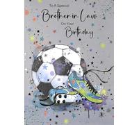 Cherry Orchard Brother-in-Law Birthday Card, Football & Boots Design, Artistic Splash Style