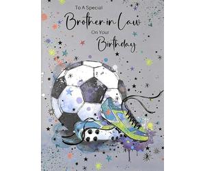 Cherry Orchard Brother-in-Law Birthday Card, Football & Boots Design, Artistic Splash Style