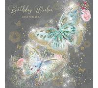 Cherry Orchard Butterfly Happy Birthday Card with Gold Foil Detail and Gold Envelope Grace Range
