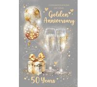 Cherry Orchard | Card for Golden Anniversary | 50th Wedding Anniversary Card | Gorgeous Champagne Flutes & Shimmering Balloons | Gold Foil Finish | Luxury Insert