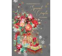 Cherry Orchard | Christmas Card for a Special Couple | Special Couple Christmas Card | Festive Red Roses & Gifts design |Gold Foil Finish