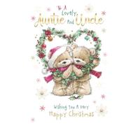Cherry Orchard - Christmas Card for Auntie & Uncle -Cute Teddy Bear Design|Auntie & Uncle Christmas card- Heartfelt Verse Inside | Elegant Gold Foil Finish | Envelope Included