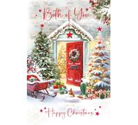 Cherry Orchard Christmas Card for Both of You - Festive Front Door Design - Luxury Christmas Card for Both of You - Gold Foil Finish -Premium Insert & Verse Inside -Envelope Included