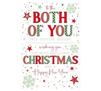 Cherry Orchard Christmas Card for Both of You, Festive Patterned Lettering, Snowflake and Star Design, with Envelope