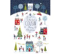 Cherry Orchard CHRISTMAS CARD for COUSIN. Cute design, finished with Red foil text, comes complete with red envelope