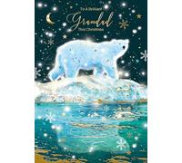 Cherry Orchard Christmas card for Grandard, Artistic design with snowy Polar Bear finished with Gold foil text, comes complete with envelope.