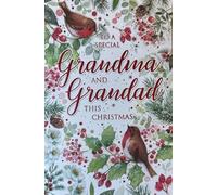 Cherry Orchard Christmas Card for Grandma and Grandad, Traditional Winter Design with Robins, Holly, Berries, Premium Quality