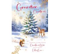 Cherry Orchard Christmas Card for Grandson - Festive Winter Woodland Design | Luxury Christmas Card for Grandson | Heartfelt Verse on Luxury Insert | Foil Finish | Envelope Included