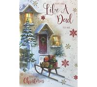 Cherry Orchard Christmas Card for Someone Like a Dad, Snowy House with Sleigh Design, Traditional Winter Scene with Festive Decorations