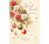 Cherry Orchard | Christmas card To a Very Special Friend | Friend Christmas card | Elegant Roses & Baubles Festive Design| Gorgeous Gold foil finish | Complete with Envelope
