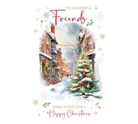 Cherry Orchard | Christmas card to Wonderful Friends | Friends Christmas card | Festive Snowy winter scene | Gorgeous Gold foil finish | Complete with Envelope