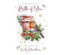 Cherry Orchard | Christmas Wishes for Both of You | To Both of You Christmas Card | Postbox, Robin & Festive Foliage Design| Luxury Insert | Gold Foil Finish