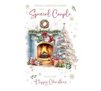 Cherry Orchard | Christmas Wishes to a Special Couple | Special Couple Christmas Card | Luxury Large Size with Insert | Festive Fireplace Design |Gold Foil Finish