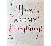 Cherry Orchard Contemporary Valentine's Day Card, You Are My Everything Design with Red Foil Hearts, Silver Stars, Grey Dotted Background, Blank Inside