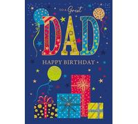 Cherry Orchard | Dad Birthday Card | Large Celebration Card for Dad Birthday | Bright & Jazzy Design | Gold Foil & Embossed Finish | Large Card with Luxury Insert| Complete with Envelope