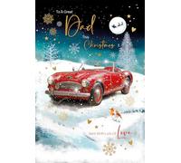 Cherry Orchard Dad Christmas Card - Classic Red Car Winter Scene with Gold Foil Details - Heartfelt Verse Inside - Includes Envelope - Elegant Festive Design - Premium Quality 23 x 15 cm