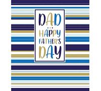 Cherry Orchard Dad Happy Father's Day Greeting Card, Striped Foil Design, Blue and Gold