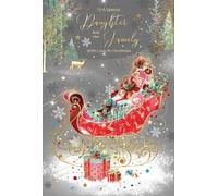 Cherry Orchard 'Daughter and Her Family' Christmas Card, Artistic Sleigh design with Gold foil details from the Gorgeous Grace range. Comes complete with gold envelope.