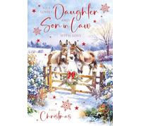 Cherry Orchard Daughter and Son-in-Law Christmas Card - Traditional Festive Donkey Design with Heartfelt Verse - Elegant Gold Foil Finish - Luxury Insert -Envelope Included