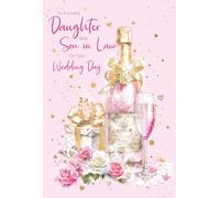 Cherry Orchard | Daughter and Son in Law Wedding Day Card | Wedding Day Card for Daughter | Gorgeous Pink Champagne Design | Charming Gold Foil Font