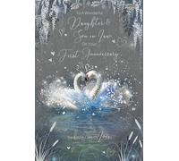 Cherry Orchard Daughter & Son in Law 1st Anniversary Anniversary Card from the Grayson Range complete with Silver Envelope and Silver Foil Detailing
