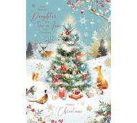 Cherry Orchard | Daughter & Son in Law Christmas Card | Christmas Card for a Special Daughter & Son in Law | Magical Winter Wonderland Scene with Animals | Gold Foil Finish | Complete with Envelope