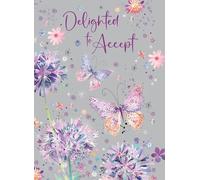 Cherry Orchard | Delighted to Accept the Invitation | Elegant Wedding Acceptance Card | RSVP Party Invite | Butterflies & Flowers| Beautiful Gold Foil | Complete with Envelope